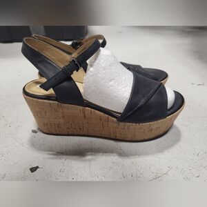 Black Leather "Respira" Wedge Sandals
